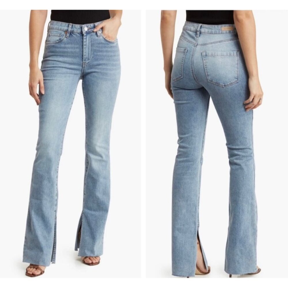 Blankly NYC The Hoyt High Rise Flare Jeans Womens Size 26 Blue Denim NWT